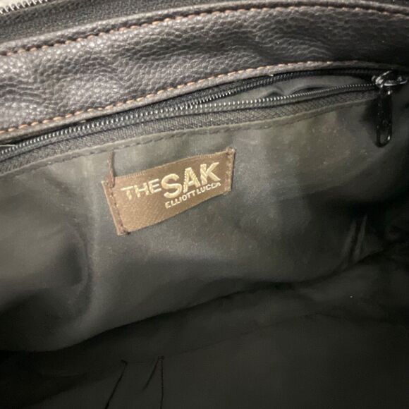 Vintage The Sak Elliot Lucca Black Leather/PVC Purse Thick contrasting trim 80’s - Picture 12 of 15